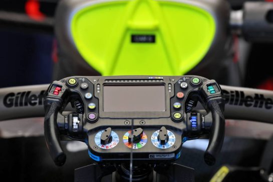 Audi F1 Team R26 steering wheel.
12.06.2026. Formula 1 World Championship, Rd 7, Barcelona-Catalunya Grand Prix, Barcelona, Spain, Practice Day.
- www.xpbimages.com, EMail: requests@xpbimages.com © Copyright: Batchelor / XPB Images