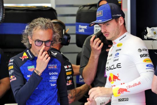 (L to R): Laurent Mekies (FRA) Red Bull Racing Team Principal and CEO with Max Verstappen (NLD) Red Bull Racing.
12.06.2026. Formula 1 World Championship, Rd 7, Barcelona-Catalunya Grand Prix, Barcelona, Spain, Practice Day.
- www.xpbimages.com, EMail: requests@xpbimages.com © Copyright: Batchelor / XPB Images