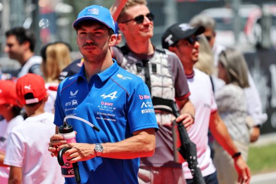 Pierre Gasly (FRA) Alpine F1 Team on the drivers' parade.
14.06.2026. Formula 1 World Championship, Rd 7, Barcelona-Catalunya Grand Prix, Barcelona, Spain, Race Day.
- www.xpbimages.com, EMail: requests@xpbimages.com &copy; Copyright: Batchelor / XPB Images