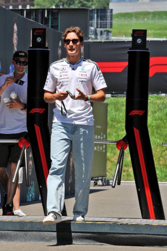 George Russell (GBR) Mercedes AMG Formula One Team.
25.06.2026. Formula 1 World Championship, Rd 8, Austrian Grand Prix, Spielberg, Austria, Preparation Day.
- www.xpbimages.com, EMail: requests@xpbimages.com © Copyright: Moy / XPB Images