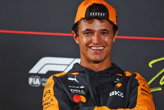Lando Norris (GBR) McLaren F1 Team in the FIA Press Conference.
20.08.2026. Formula 1 World Championship, Rd 12, Dutch Grand Prix, Zandvoort, Netherlands, Preparation Day.
- www.xpbimages.com, EMail: requests@xpbimages.com &copy; Copyright: Bearne / XPB Images