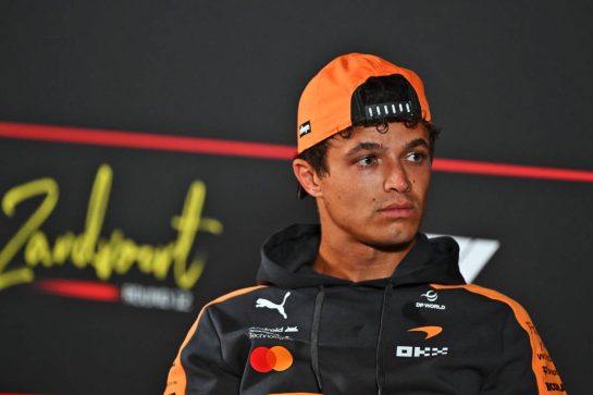 Lando Norris (GBR) McLaren F1 Team in the FIA Press Conference.
20.08.2026. Formula 1 World Championship, Rd 12, Dutch Grand Prix, Zandvoort, Netherlands, Preparation Day.
- www.xpbimages.com, EMail: requests@xpbimages.com &copy; Copyright: Price / XPB Images