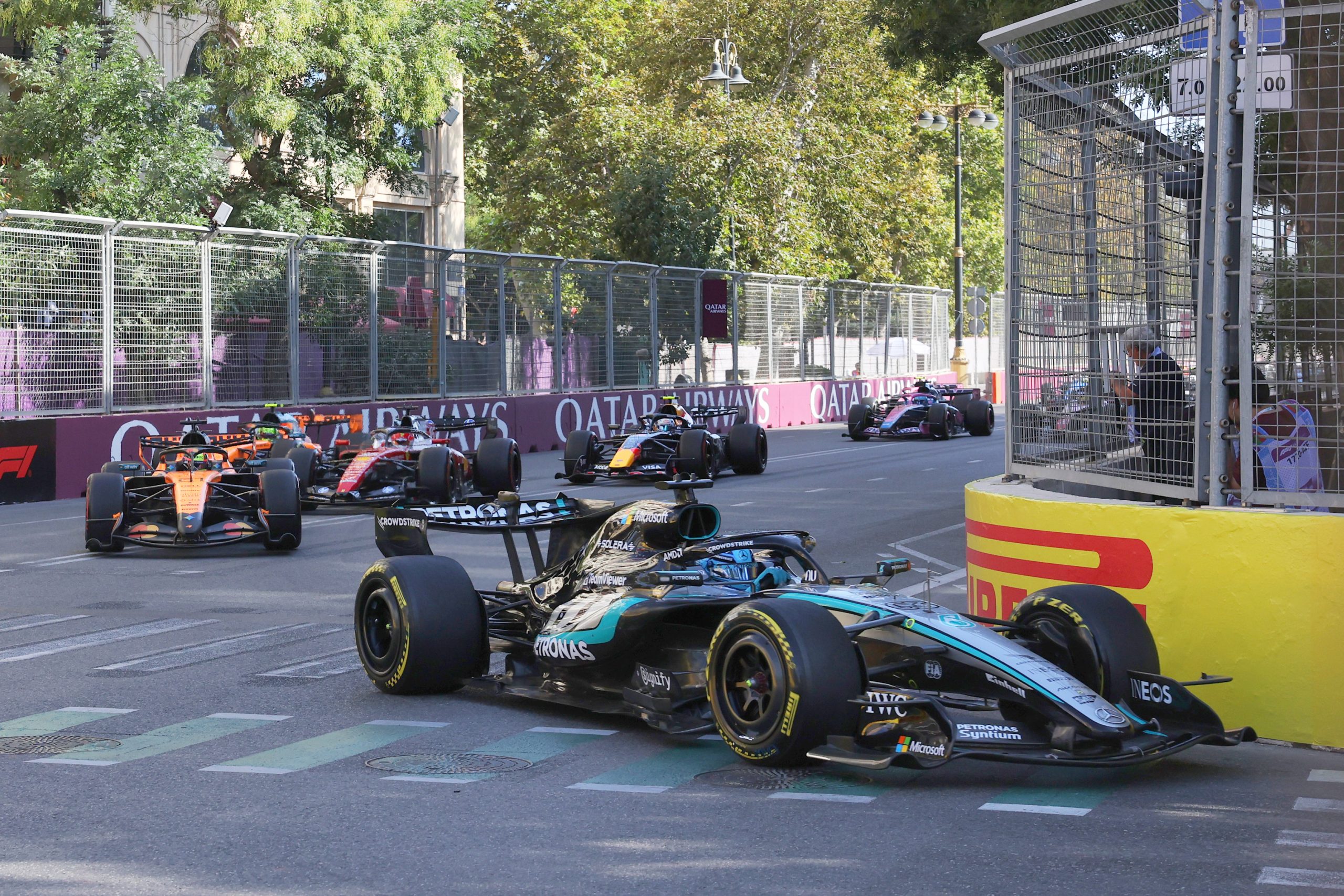 Azerbaijan GP: Russell beats Verstappen after frantic Baku finale
