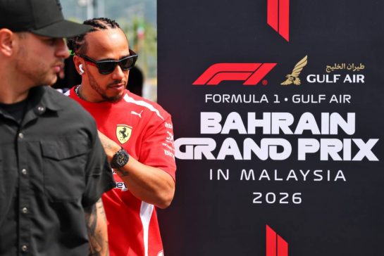 Lewis Hamilton (GBR) Scuderia Ferrari.
01.10.2026. Formula 1 World Championship, Rd 16, Bahrain Grand Prix, Sepang, Malaysia, Preparations Day.
- www.xpbimages.com, EMail: requests@xpbimages.com &copy; Copyright: Bearne / XPB Images