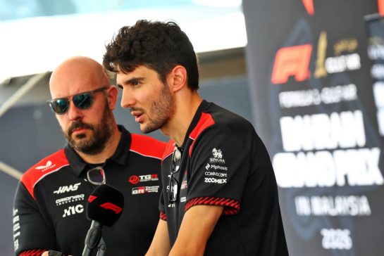 Esteban Ocon (FRA) Haas F1 Team with the media.
01.10.2026. Formula 1 World Championship, Rd 16, Bahrain Grand Prix, Sepang, Malaysia, Preparations Day.
- www.xpbimages.com, EMail: requests@xpbimages.com &copy; Copyright: Bearne / XPB Images