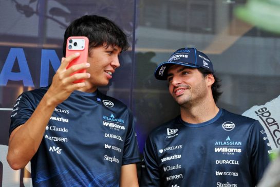 (L to R): Alexander Albon (THA) Williams F1 Team with team mate Carlos Sainz (ESP) Williams F1 Team.
01.10.2026. Formula 1 World Championship, Rd 16, Bahrain Grand Prix, Sepang, Malaysia, Preparations Day.
- www.xpbimages.com, EMail: requests@xpbimages.com &copy; Copyright: Moy / XPB Images
