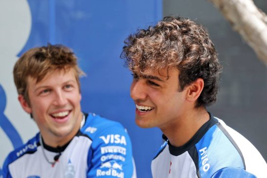 Arvid Lindblad (GBR) Racing Bulls Formula One Team with his team mate Liam Lawson (NZL) Racing Bulls Formula One Team.
01.10.2026. Formula 1 World Championship, Rd 16, Bahrain Grand Prix, Sepang, Malaysia, Preparations Day.
- www.xpbimages.com, EMail: requests@xpbimages.com &copy; Copyright: Coates / XPB Images